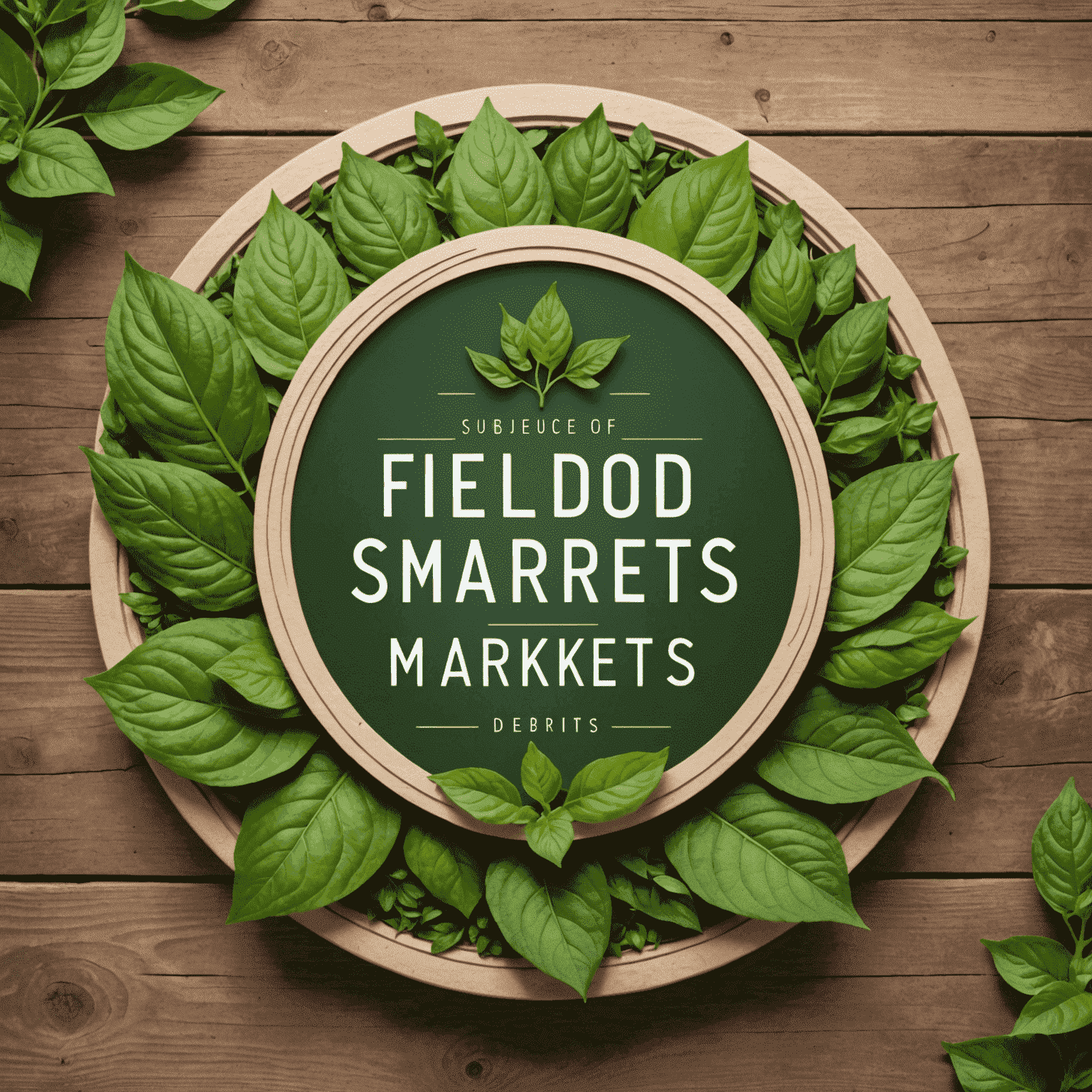 Fieldofgreensmarkets logosu - Yeşil yapraklar ve organik ürünler içeren şık bir tasarım